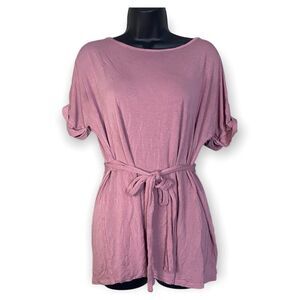 Love U Already Pink Blush Maternity Front Knot Short Sleeve Blouse